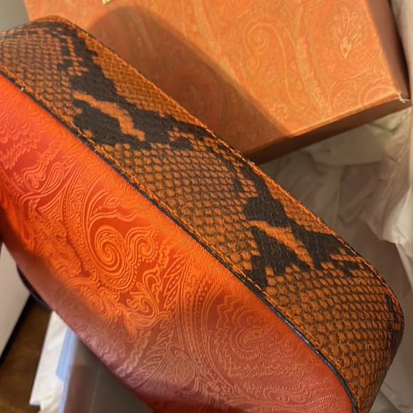 ETRO Orange Paisley and snakeskin Bag NEW w/box - Picture 8 of 8